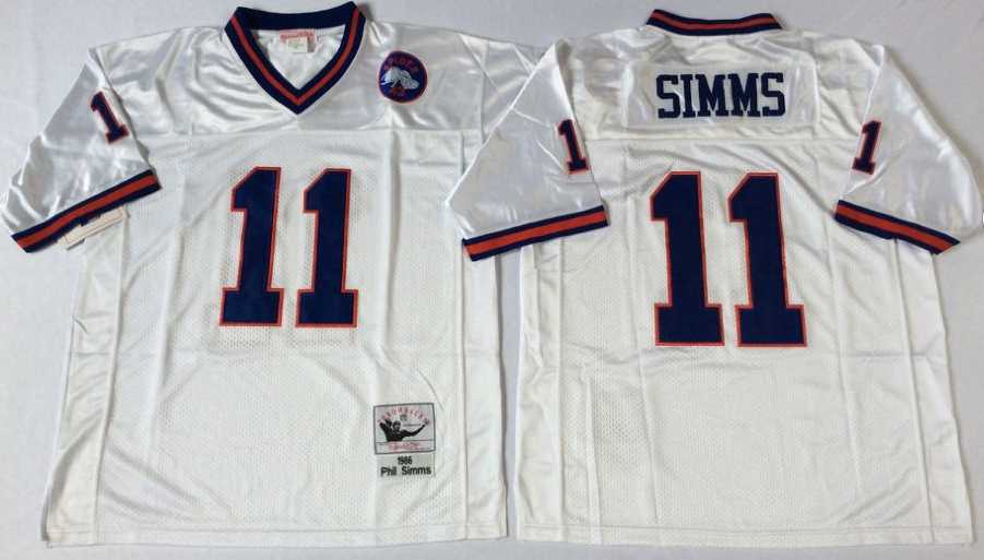 Giants 11 Phil Simms White M&N Throwback Jersey->nfl m&n throwback->NFL Jersey